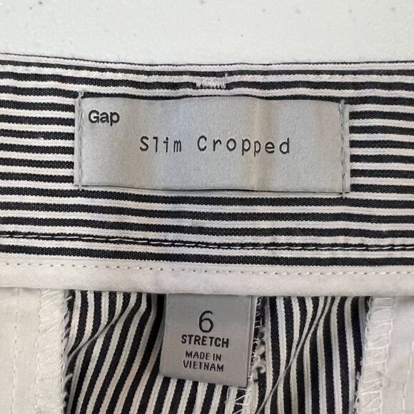 Gap Women's Slim Cropped Navy Blue White Stripe Stretch Pants Size 6  *READ* - Picture 5 of 11